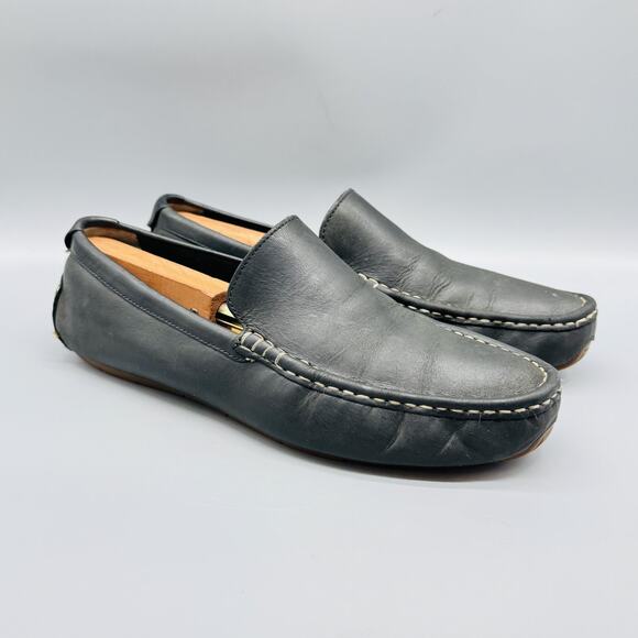 Cole Haan Shoes Mens 10 Black Leather Driving Loafers Slip On Moc Casual Comfort - Picture 2 of 12